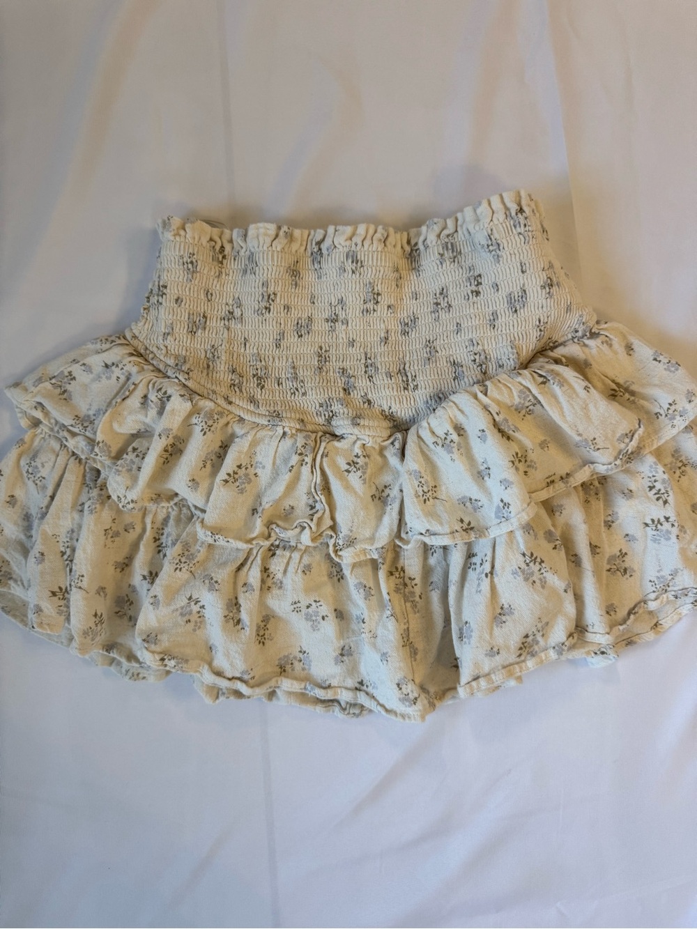 Altar'd State Cream Floral Smocked Tiered Mini Skirt